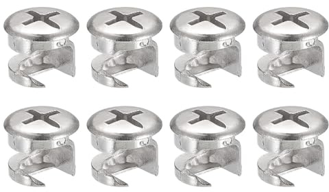 TA-VIGOR 8Pcs Furniture Connecter Cam Lock Nuts Fittings, 13mm x 11mm Screw Eccentric Fasteners for Cabinet Drawer Dresser Wardrobe Furniture Panel Connecting, Silver