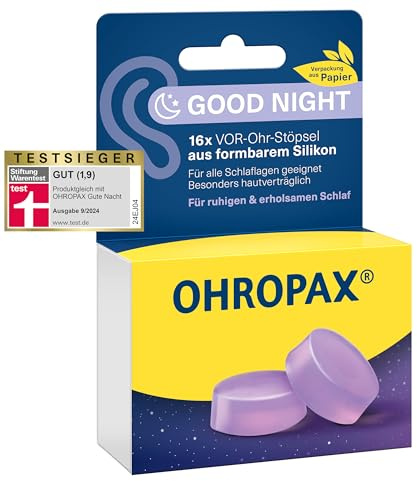 OHROPAX Good Night - 16x Silikon Ohrstöpsel zum Schlafen - SNR 23 dB