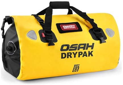 CommerceXone Borsa Moto Impermeabile 25/40/60L – Borsa Posteriore da Sella in PVC con Tasca Esterna a Rete per Viaggi e Outdoor