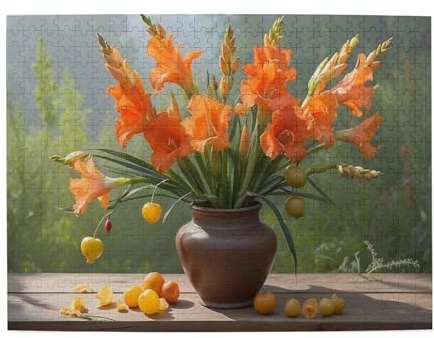 1000 Piece Vibrant Orange Gladiolus Floral Jigsaw Puzzle for Adults Challenging Relaxing Brain Exercise Artistic Home Decor Stress Relief Gift