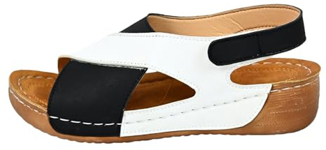 Genérico Sandalias Mujer Verano Ortopédicas Comodas Plataforma Zapatos Deportivas Antideslizantes Sandalia de Playa con Tacón de Cuña Zapatillas con Punta Abierta Transpirables (3-Black, 41)