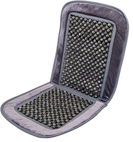 COMPASS 04109 Sitzbezug Holzkugeln Saum Grau 93x44cm