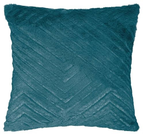 Atmosphera - Coussin - Effet Fourrure - Bleu Canard - 45x45 cm