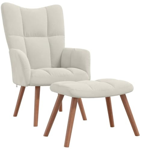 vidaXL Poltrona Relax con Poggiapiedi Bianco Crema in Velluto