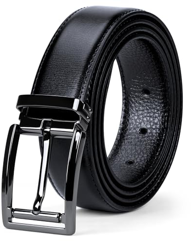 NEWHEY Gürtel Herren Verstellbar Leder Ledergürtel Herren 32mm Breit Männer Schwarz Gurtel für Business Anzug Jeans Freizeit