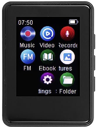 MP3 Player Bluetooth 5.0, 1.77inch Touch Screen MP4 Music Player, HiFi Lossless Sound, Portable MP3 Player with Speaker FM Radio Recording Photo Video (Without Memory)