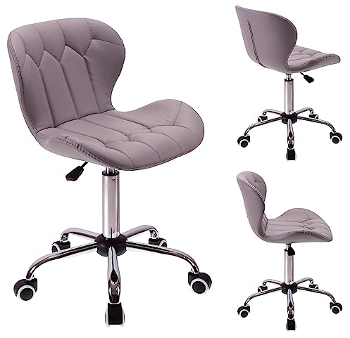 T-THREE.Modern swivel office chair, stylish dressing seat, PU leather padded computer chair, height-adjustable, For Home Office(Gray)