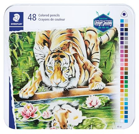 Staedtler Colored Pencils, Triangular Barrel, 48 Pack Assorted, Metal Tin 1278 M48