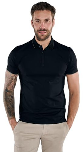 emilio adani Herren Herren Polo-Shirt Regular, 36847, 36847, Schwarz in Größe XXL