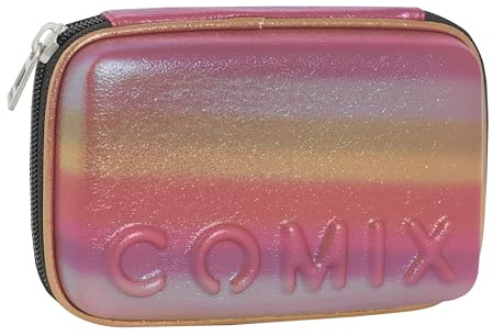 Comix MAXI ZIP-pennfodral med dragkedja för barn och pojkar, med pennor, pennor och markörer ingår, 21 x 6,5 x 14,5 cm, fuchsia, Fuchsia, Vardaglig