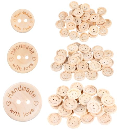 90pcs Natural Wooden Buttons 3 Sizes – for Baby Cardigans & Sewing
