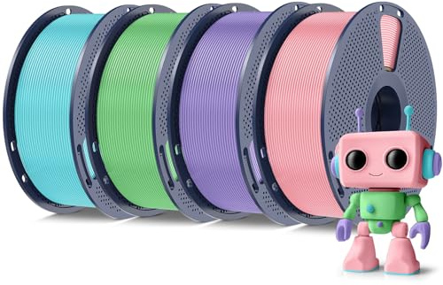 SUNLU 4KG High Speed PLA Meta filament Bundle, PLA 3D-skrivarfilament 1,75 mm ± 0,02 mm, totalt 4 kg, 1 kg per spole, isblå + äppelgrön taro lila Sakura rosa