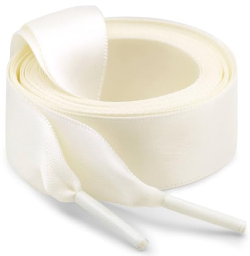 WEGOODZF Satinband skosnören: 2 par 2 cm breda platta skosnören i silke, 19 Beige, 130CM (51 Inch)