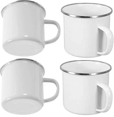 GLEAVI 4stücke Camping Kaffee Becher Leichte Emaille Tassen Für Reisen Robuste Und Praktische Trinkbecher Für Kaffee Tee Und Outdoor Aktivitäten Kompakt Und Einfach Zu Reinigen