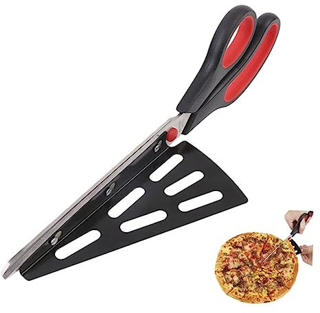 ULTECHNOVO Ciseaux De Pelle Multifonctionnels Pizzas Ciseaux Coupe-pizza Cutter De Pizza Rouge