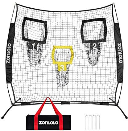 Zonlolo 6x6ft Football Training Net, Football Throwing Net with 3 Target Pockets, Portable QB Throwing Practice Equipment with Small Carry Bag,Most Suitable for Kids