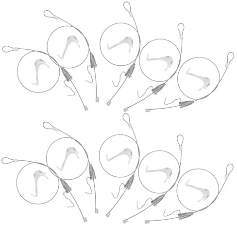 DOITOOL 12 Juegos Kit Colgante para Cuadros con Ganchos Ajustables y Cables de Acero de Sistema Flexible para Exhibición de Arte y Fotos Pared