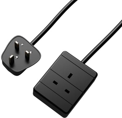 rhinocables UK Extension Lead 13A | Single Socket Cable for TVs, PCs, Lamps & More | BS1363/A Rated 230V Mains Wire with Durable White Coating (20m)