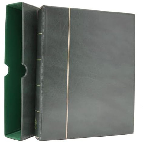 Album INITIA : étui + reliure (Vert) - Classeur à anneaux pour timbres