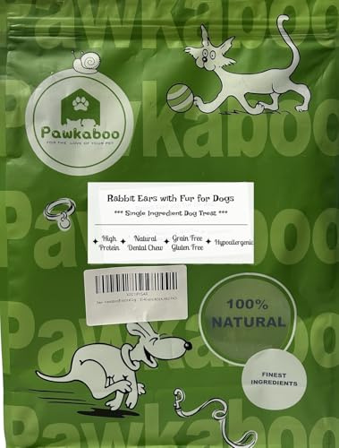 Pawkaboo Natural Dog Treat - Rabbit Ears with Fur for dogs Dog Chew Hairy Rabbit ears - Hypoallergenic Treat (250g)