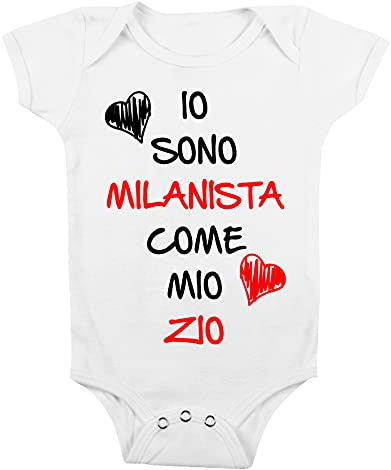 t-shirteria Body intimo da giorno Neonato Divertenti Io sono Milanista Calcio Bimbo idea Regalo Simpatica