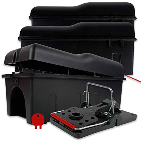 ROSHIELD 3X Rat Trap Killer Box - Easy to Set Safety Box for Home, Shed & Garage Control & Treatment (Professional Quality, Pack of 3)