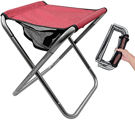 LYHLYA Camping Stool, Portable Folding Stool XXL Size Camping Stool for Adults Aluminum Alloy Folding Stool for Travel, Camping, Hiking, Fishing, Gardening with Carry Bag