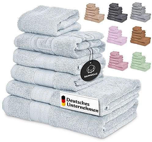 BOAZHAN Handtücher Set | 2X Handtuch groß + 2X Handtuch + Badematte + Haarturban [100% Baumwolle] Saugstark, Farbecht, Schnelltrocknend - Farbwahl