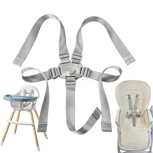 Cinturón Seguridad Tronas,Arnes de Cinco Puntos Bebé Arneses,Arnes Seguridad Silla Niño,5 Puntos Cinturón Seguridad,Correa Seguridad Carrito Bebe,Adecuado para cochecitos de bebé,Sillas altas,Grises