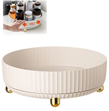 Rotating Storage Rack, Rotating Spice Shelf Organizer Turntable, Multi-functional Spice Rack Makeup Rack Storage Holder, Spice Rack Turntable Home Decor For Kitchen Storage & Organisation (White)