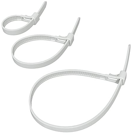 KabelDirekt – Kabelbindare 3-pack, återförslutbara med hög draghållfasthet (löstagbara och återanvändbara återvinningsbara kabelbindare för hållbart bruk, vit) – 3x40 stycken, 150, 200 mm x 7,4 mm