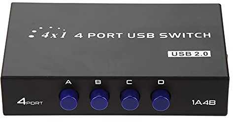 Usb 3 Kvm Switch Switcher Condivisione Iron Shell Nero 2 4 Porte Usb 2.0 Switcher Condivisione Manuale Switcher Box Per Pc Stampante Scanner (4 Porte) (Manuale a 4 porte)