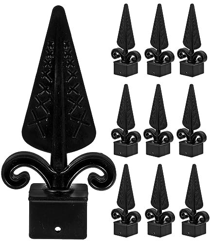 Warmhm 10pcs Fence Head Column Fence Cover Post Cap Column Wraps for Porch Gate Post Finials Guardrail Caps Picket Metal Decor Pole Bag Repair (4.52X2.36X1.18 Inch)