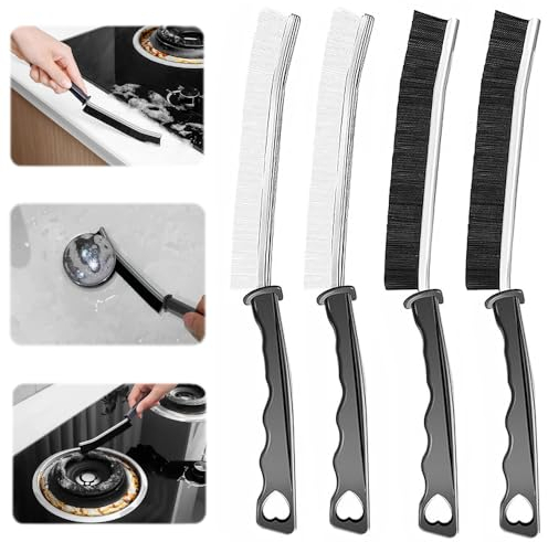 Wnddle 4 Stücke Hartborsten Eckenreinigungsbürste, Multifunktionale fugenbürste, Fugenreinigungsbürste, Fugenbürste, Hartbürsten Ecken,Fugenbürste Bad mit Griff Design,Aufstecken Eckreinigungsbürste