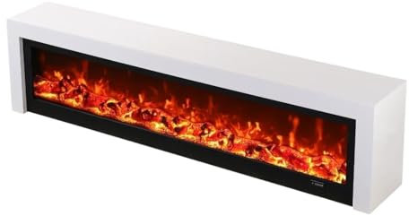 SOBOLON Fireplace TV Stand Modern Innovative TV Stand Ornaments White Storage Display TV Cabinet Fireplace Stand Household Commodity Indoor Fireplace TV Cabinet (Color : A180x33x51cm)