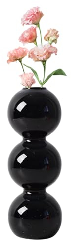 Umllpet Bubble Blumenvase Klein, Glas Vasen Schwarz für Pampasgras, Modern DekoVasen Aesthetic für Tischdeko, Mini Vasen Glasvasen Tischvasen für Hochzeitsdeko Deko Wohnzimmer Küche Geschenke für Mama