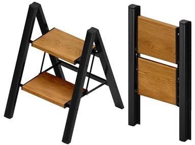 Taranta 2-Step Aluminum Ladder,Lightweight Folding Step Stool with Extra-Wide Anti-Slip Steps,330 lbs Capacity,Compact Space-Saving Design for Home,Kitchen and