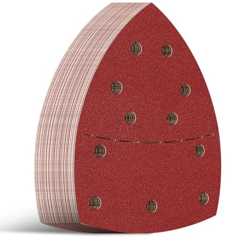 Aucenix 40PCS Mouse Sanding Pads: 11 Holes Detail Sander Paper for Mouse Sander - Triangle Sanding Sheets Sandpaper Hook and Loop Assorted 40/60/80/120/180/240/400/600 Grits for Metal Wall Wood Car