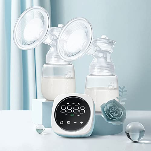 180 ml bärbar elektrisk dubbelbröstpump med LED-skärm 3 lägen, 9 sugsteg, återflödessäker och läckage-