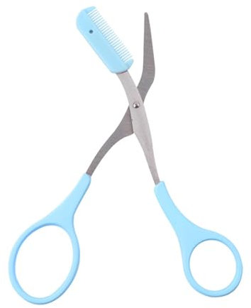 Forbici per sopracciglia, forbici per sopracciglia, pettine, forbici per sopracciglia in acciaio inossidabile, clip per modellare, rifinitore per la cura della persona, accessori per il trucco (blu)