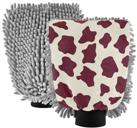 Guanto da lavaggio in microfibra con macchie di mucca marrone non guanti per lavaggio auto guanto sicuro pulito