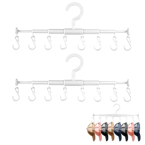 Organizador de Gorras, Colgador Gorras, Porta Gorra Extensible, Organizador de Sombreros con 8 Ganchos, Colgador De Sombreros para Colgar Sombreros, Corbatas, Bufandas y Guantes, 2 Piezas