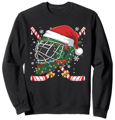 Casco da Hockey su Ghiaccio di Babbo Natale, per Uomini, Ragazzi, Ragazzi e Adolescenti Felpa