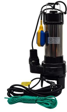 Ampika Bomba fecal con Trituradora y Flotador QW-2215DH de Aguas Sucias, bomba de Inmersión para Aguas Residuales 2200W, 30 000L/h, Altura de Impulsiòn máx. 28m