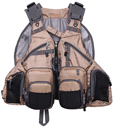 Raprance Gilet da pesca per uomini e donne attività all'aperto Fly Bass Fishing Vest zaino, Kaki, taglia unica