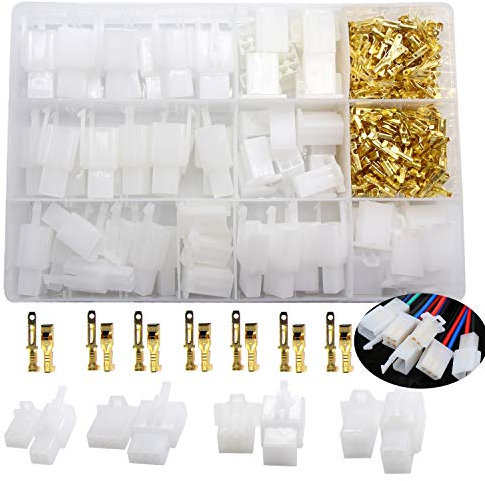 Yosawo 380 Pcs 2.8mm Pitch 2 3 4 6 Pin Wire Connectors Housing Terminal, Male Female Plug Housing and Pin Header Crimp Connector Kits（K2.8)