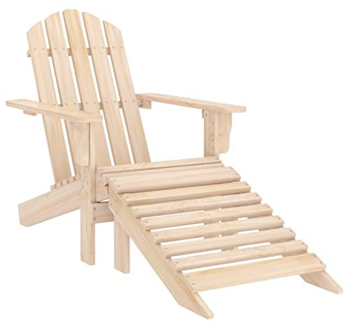vidaXL Tannenholz Massiv Adirondack Gartenstuhl mit Fußstütze Liegestuhl Deckchair Gartenliege Gartensessel Stuhl Sessel Sonnenliege Liege