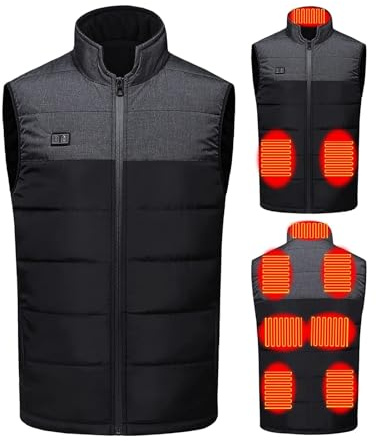 joyvio Gilet chauffant pour hommes et femmes, charge USB, chauffe-corps électrique, veste chauffante, manteau ajusté avec 9 zones de chauffage pour les vêtements de travail en plein air, Gris, XL