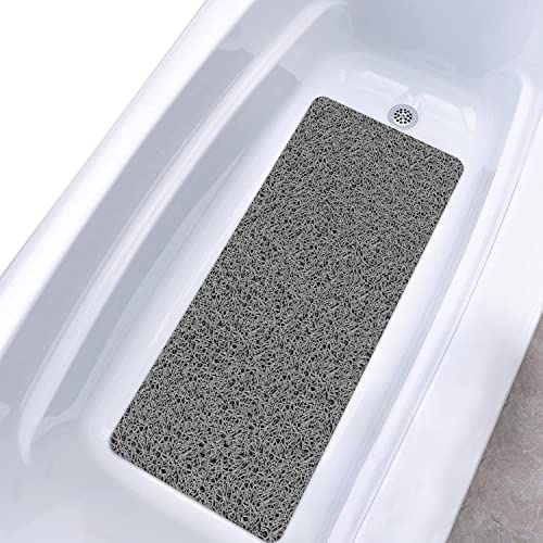 Tapis de Douche Antidérapant, 40 * 100cm, Tapis de Baignoire de Sécurité Confort Doux avec Trous de Drainage, Tapis de Bain de Massage en PVC Luffa pour Zones Humides, Séchage Rapide