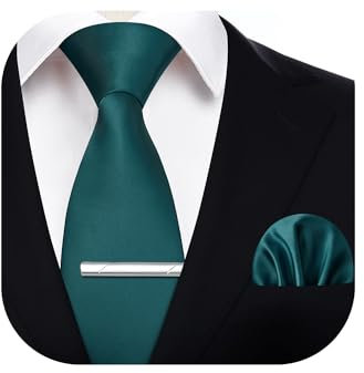 HISDERN Corbata de Hombre Verde Turquesa Modernas Originales Formales Clásico Corbatas y Pañuelo de Bolsillo y Alfiler para Boda Fiesta Negocio Color Sólido